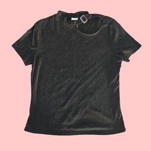 Black Ribbed T-Shirt